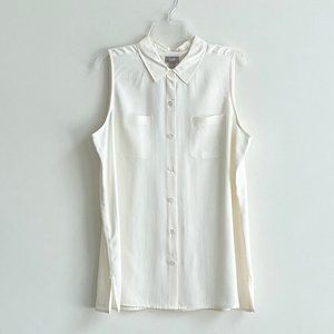 J. Jill Sleeveless Cream Silk Blouse Top